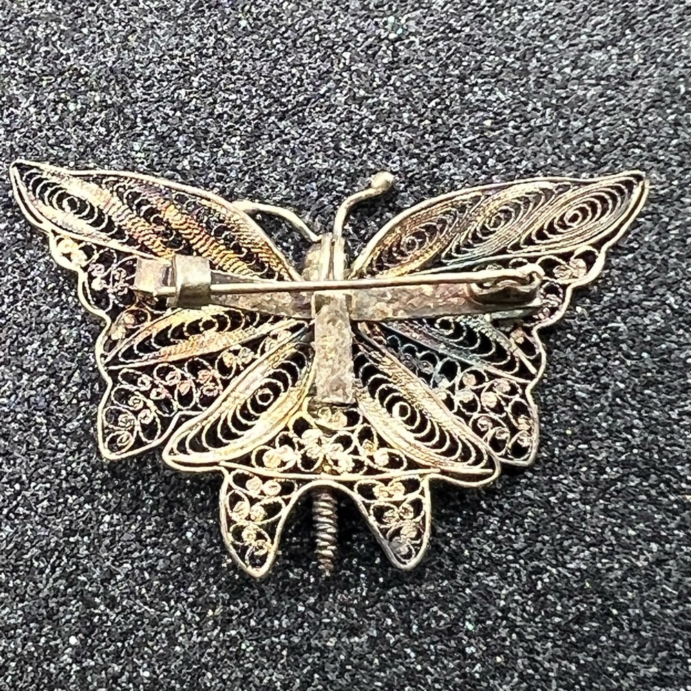Vintage Filigree Butterfly Brooch - Picture 3 of 7